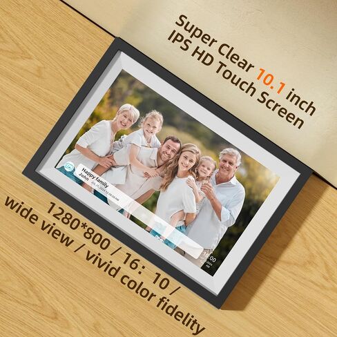 Digital Picture Frame WiFi 16GB, 10.1 Inch Digital Photo Frame, Share Photos to Electronic Picture Frame via App from Anywhere, 1280x800 Touch Screen, Auto-Rotate, Warm Gift for Family (Black) in Saudi Arabia