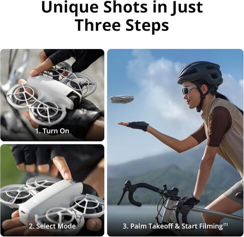DJI Neo, Mini Drone with 4K UHD Camera for Adults, 135g Self Flying Drone that Follows You, Palm Takeoff, AI Subject Tracking, QuickShots, Stabilized Video, Built-In Propeller Guard (Controller-Free) in Saudi Arabia