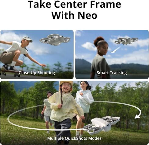 DJI Neo، طائرة بدون طيار صغيرة مع كاميرا 4K UHD للبالغين، طائرة بدون طيار ذاتية الطيران بوزن 135 جرام تتبعك، إقلاع راحة اليد، تتبع موضوع الذكاء الاصطناعي، لقطات سريعة، فيديو ثابت، واقي المروحة المدمج (خالي من وحدة التحكم) in Saudi Arabia