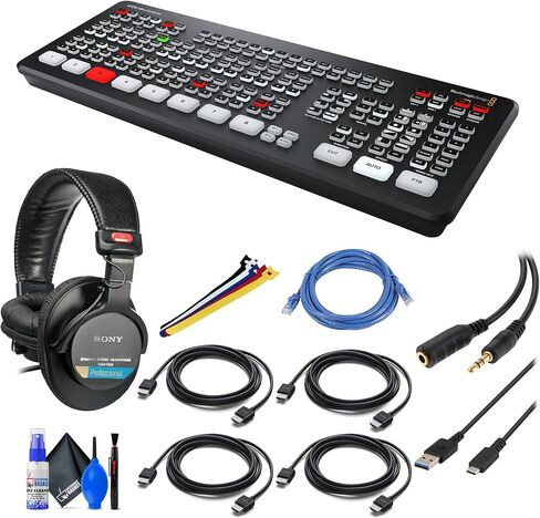 Blackmagic Design ATEM Mini Extreme Switcher (SWATEMMINICEXT) مع سماعات رأس احترافية، وكابل USB-C، وكابل تمديد سماعة الرأس، وكابل الشبكة، ومجموعة التنظيف، وكابل 8 × HDMI، وأشرطة سلكية + المزيد in Saudi Arabia