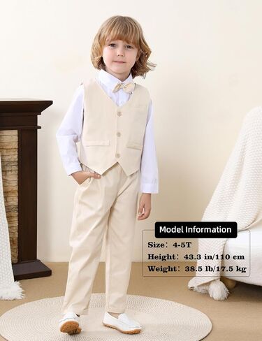 A&J DESIGN Toddler Boys Formal Clothes with Suspender Baby Wedding Outfit Kids Dress Suit Set in Kuwait
