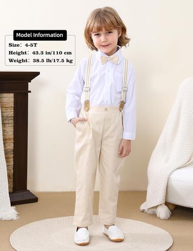 A&J DESIGN Toddler Boys Formal Clothes with Suspender Baby Wedding Outfit Kids Dress Suit Set in Kuwait