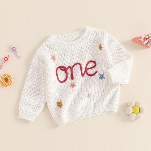 First Birthday Outfit Girl 1st Birthday Boy Gifts Sweatshirt Girls One Birthday Sweater Knitted Tops Fall Winter in Saudi Arabia