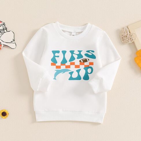 سترة Dcohmch للأطفال الصغار من الأولاد والبنات لكرة القدم بأكمام طويلة ورقبة دائرية وطباعة حروف وقميص بلوفر ملابس خريفية in Kuwait