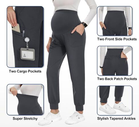 PACBREEZE مستلزمات الحمل النسائية مع 6 جيوب، ملابس العمل للأمومة، سراويل الحمل، S-XXL in Saudi Arabia