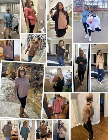 Ekouaer Womens 3 Packs Maternity Shirts Long Sleeve Side Ruched Pregnancy Tee Workout Top Tunic Blouse Mama Clothes in Saudi Arabia