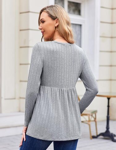 Maternity Shirts Dressy Long Sleeve Pregnancy Fall Tops Work Blouses | Long sleeve maternity shirts, crew neck tunic tops, Soft comfortable feel, Fall outfits, everyday pregnancy wear in Saudi Arabia