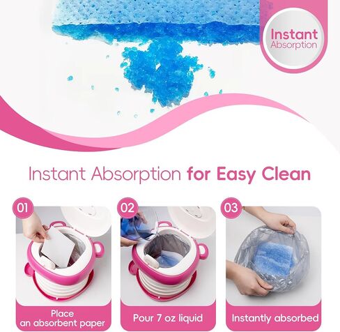 Travel Potty Seat for Toddler，Foldable Car Potty for Toddler, Portable Toilet Seat for Kids with Potty Liners, Absorbent Pads, Portable Potty Seat for Toddler Travel, Camping And Outdoor Use in Saudi Arabia
