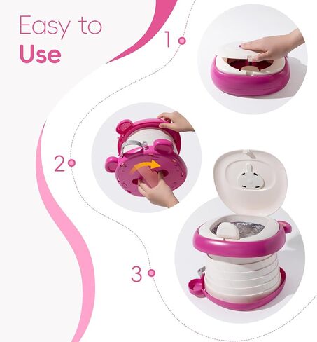 Travel Potty Seat for Toddler，Foldable Car Potty for Toddler, Portable Toilet Seat for Kids with Potty Liners, Absorbent Pads, Portable Potty Seat for Toddler Travel, Camping And Outdoor Use in Saudi Arabia
