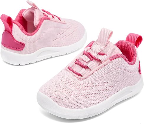 MORENDL Toddler Slip On Sneakers Baby Walking Shoes Non-Slip Breathable Unisex Pink Mesh Lace-Up Athletic Sneakers Infant Running Shoes in Kuwait
