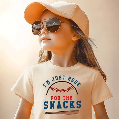 Toddler Baby Boys Girls Baseball T-shirt I'm Just Here for The Snacks Funny Short Sleeve Tee Top in Kuwait