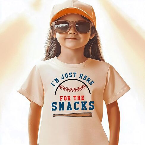 Toddler Baby Boys Girls Baseball T-shirt I'm Just Here for The Snacks Funny Short Sleeve Tee Top in Kuwait
