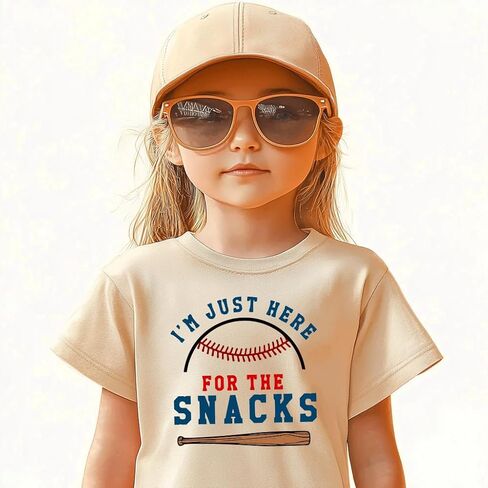 Toddler Baby Boys Girls Baseball T-shirt I'm Just Here for The Snacks Funny Short Sleeve Tee Top in Kuwait