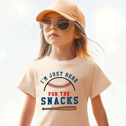Toddler Baby Boys Girls Baseball T-shirt I'm Just Here for The Snacks Funny Short Sleeve Tee Top in Kuwait
