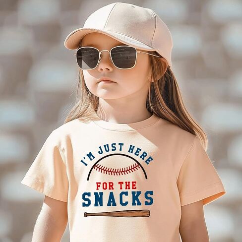 Toddler Baby Boys Girls Baseball T-shirt I'm Just Here for The Snacks Funny Short Sleeve Tee Top in Kuwait