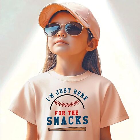 Toddler Baby Boys Girls Baseball T-shirt I'm Just Here for The Snacks Funny Short Sleeve Tee Top in Kuwait