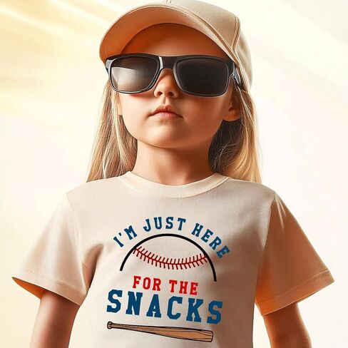 Toddler Baby Boys Girls Baseball T-shirt I'm Just Here for The Snacks Funny Short Sleeve Tee Top in Kuwait