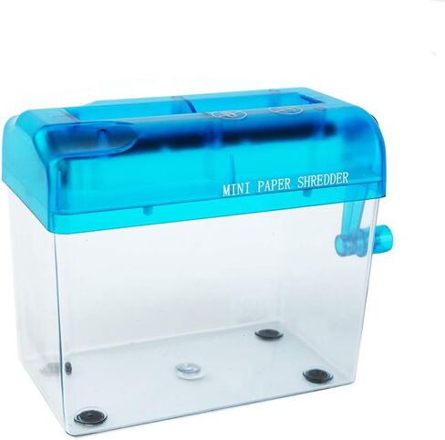 Mini Manual Shredder - Blue Office Portable Hand Paper Cutter for Paper/Notes/Bills/Portrait/Photos Fits A6 Size or Folded to A6 Size Capacity 1.5L Straight Cut in Saudi Arabia