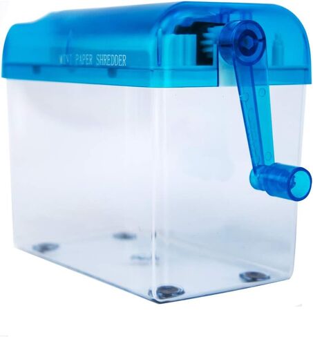 Mini Manual Shredder - Blue Office Portable Hand Paper Cutter for Paper/Notes/Bills/Portrait/Photos Fits A6 Size or Folded to A6 Size Capacity 1.5L Straight Cut in Saudi Arabia