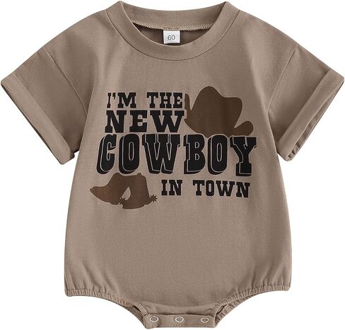 SAYOO Western Baby Boys Bodysuit Clothes Country Cowboy Funny Baby Bubble Romper Infant Creeper One-Piece Baby Bodysuit in Saudi Arabia