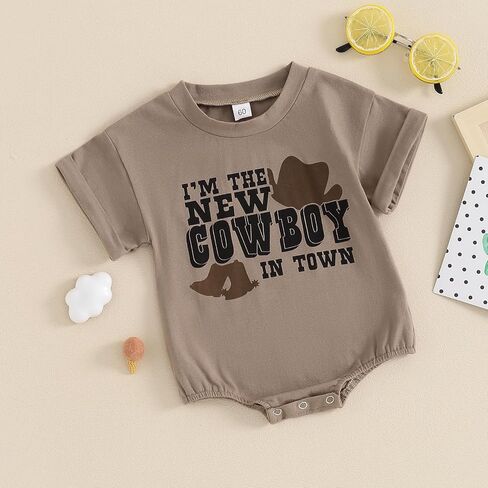 SAYOO Western Baby Boys Bodysuit Clothes Country Cowboy Funny Baby Bubble Romper Infant Creeper One-Piece Baby Bodysuit in Saudi Arabia