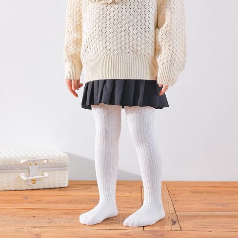 Meeshine Baby Girls Cable Knit Tights Toddler Cotton Footed Leggings Solid Seamless Winter Stocking Pants for Kids,5 Pack in Saudi Arabia