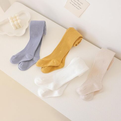 Meeshine Baby Girls Cable Knit Tights Toddler Cotton Footed Leggings Solid Seamless Winter Stocking Pants for Kids,5 Pack in Saudi Arabia