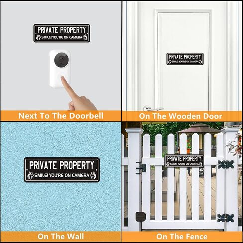 No Trespassing Signs Private Property, (2 Pack) Self-adhesive Aluminum Signs for House Door or Wall, 9 x 3 inch Reflective No Fade Metal Sings for Indoor Outdoor Use (No Trespassing) in Saudi Arabia