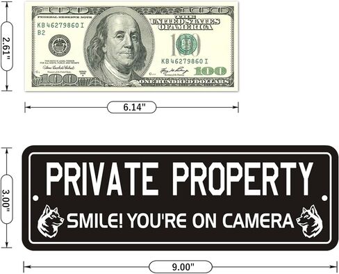 No Trespassing Signs Private Property, (2 Pack) Self-adhesive Aluminum Signs for House Door or Wall, 9 x 3 inch Reflective No Fade Metal Sings for Indoor Outdoor Use (No Trespassing) in Saudi Arabia