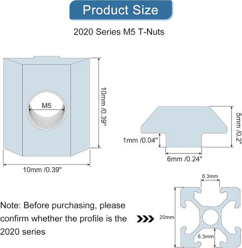 uxcell T Nuts, 50pcs - Nickel Plated Carbon Steel T Slot Bolts, 2020 Series M6 Hammer Head Fastener, Sliding T Nuts for Aluminum Extrusion Profile (Silver) in Saudi Arabia