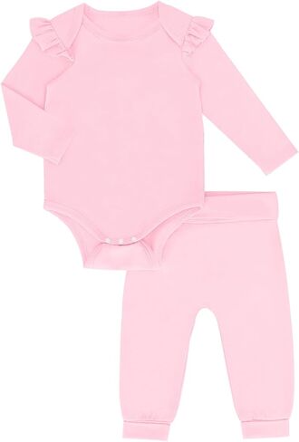 Haloumoning Baby Girl Clothes Outfits Cute Baby Ruffle Romper and Pants Clothing Sets 6M-5T in Saudi Arabia