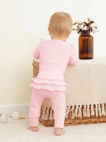 Haloumoning Baby Girl Clothes Outfits Cute Baby Ruffle Romper and Pants Clothing Sets 6M-5T in Saudi Arabia