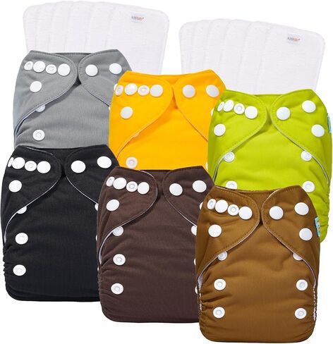 ALVABABY Newborn Cloth Diapers,Reusable Cloth Diaper for Preemie,6pcs Diaper Covers with 12 Newborn Diaper Inserts, Less Than 12pounds Baby Boy in Saudi Arabia