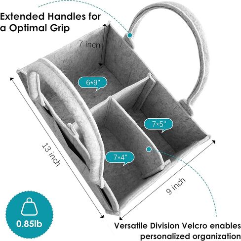 Cute Castle 2 Pack Diaper Caddy Organizer - Portable Baby Caddy Organizer with Handle, Nursery Storage Bin and Car Organizer for Girls, Boys - Baby Gift Basket - Grey in Saudi Arabia