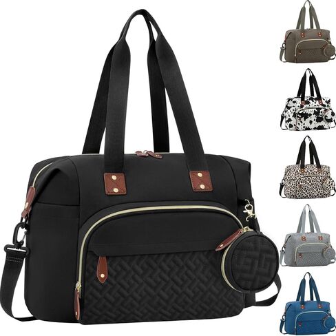 Diaper Bag Tote, Baby Bag Travel Diaper Tote Bag with Pacifier Case, Cute Maternity Hospital Baby Stylish Diaper Tote for Mom Dad Medium Size, Black in Kuwait