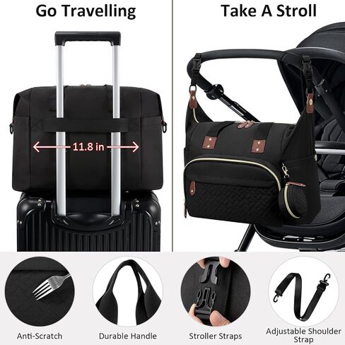 Diaper Bag Tote, Baby Bag Travel Diaper Tote Bag with Pacifier Case, Cute Maternity Hospital Baby Stylish Diaper Tote for Mom Dad Medium Size, Black in Kuwait