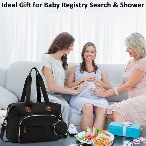 Diaper Bag Tote, Baby Bag Travel Diaper Tote Bag with Pacifier Case, Cute Maternity Hospital Baby Stylish Diaper Tote for Mom Dad Medium Size, Black in Kuwait