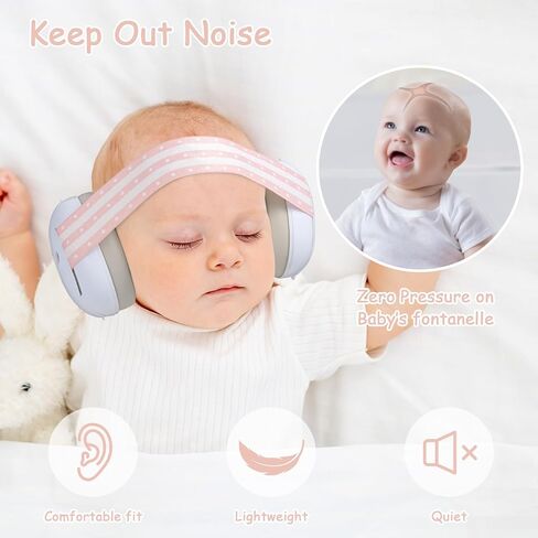 Yoofoss Baby Ear Muffs Noise Protection for Infant and Babies Up to 36 Months - Noise Cancelling Headphones for Ear Protection, Sleep, Travel Pink in Saudi Arabia