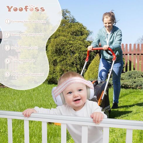 Yoofoss Baby Ear Muffs Noise Protection for Infant and Babies Up to 36 Months - Noise Cancelling Headphones for Ear Protection, Sleep, Travel Pink in Saudi Arabia