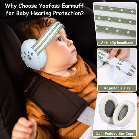 Yoofoss Baby Ear Muffs Noise Protection for Infant and Babies Up to 36 Months - Noise Cancelling Headphones for Ear Protection, Sleep, Travel Pink in Saudi Arabia
