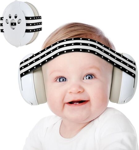 كمامات أذن للأطفال من يوفوس للحماية من الضوضاء للرضع والأطفال حتى عمر 36 شهرًا - سماعات رأس عازلة للضوضاء لحماية الأذن والنوم والسفر باللون الوردي in Kuwait