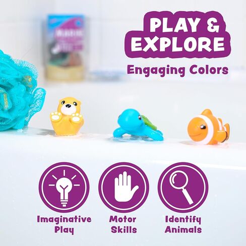 Tub Works® Rainforest™ Mold Free Bath Toys, 6 Pack | Sealed, No Hole Bath Toys Design Keeps Moisture Out | Soft, Squeezable & Float on Water | Easy-Grip Baby & Toddler Bath Toys | Great Baby Pool Toys in Saudi Arabia