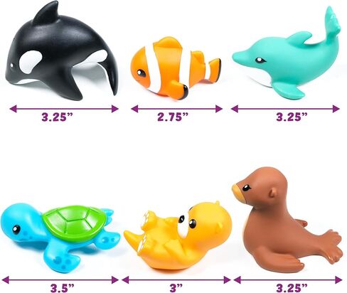 Tub Works® Rainforest™ Mold Free Bath Toys, 6 Pack | Sealed, No Hole Bath Toys Design Keeps Moisture Out | Soft, Squeezable & Float on Water | Easy-Grip Baby & Toddler Bath Toys | Great Baby Pool Toys in Saudi Arabia