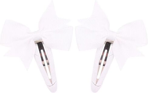 Snap Clips for Girls,Multi-Colored Hair Bows Grosgrain Ribbon Fully Wrapped Hair Barrettes Hair Clips for Baby Girls Toddlers Kids Teens [2Pcs ] (white.) in Saudi Arabia