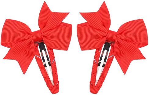 Snap Clips for Girls,Multi-Colored Hair Bows Grosgrain Ribbon Fully Wrapped Hair Barrettes Hair Clips for Baby Girls Toddlers Kids Teens [2Pcs ] (white.) in Saudi Arabia