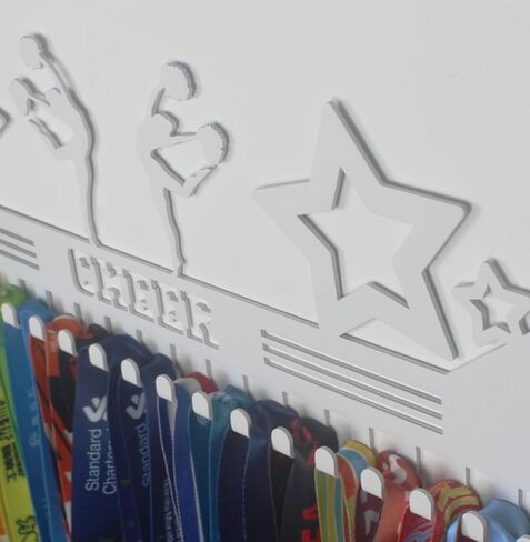 شماعة ميدالية الجمباز المعدنية المثبتة على الحائط، رف عرض ميدالية الجوائز وحامل الشريط مع خطافات، سهلة التركيب، هدية رائعة للاعبي الجمباز والمشجعين (أسود) in Saudi Arabia