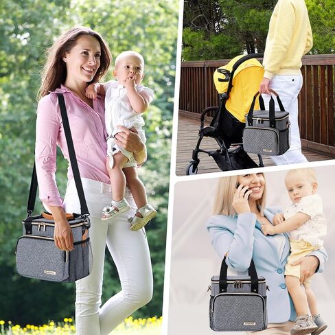Breastmilk Cooler Bag with Ice Pack Fits 6 Baby Bottles up to 9 Ounce, Breast Milk Pump Cooler Bag for Nursing Mom Daycare, Work, Travel-Light Grey in Saudi Arabia