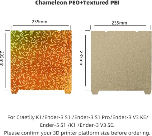 Build Plate 235x235mm 3D Printer Bed Platform for Creality K1/ K1C/Ender-3 S1/Ender 5 S1/Ender 3 S1 Pro/Ender V3 KE/Ender3 V3 SE (Light Beam H1H+Textured PEI) in Saudi Arabia