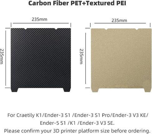 Build Plate 235x235mm 3D Printer Bed Platform for Creality K1/ K1C/Ender-3 S1/Ender 5 S1/Ender 3 S1 Pro/Ender V3 KE/Ender3 V3 SE (Light Beam H1H+Textured PEI) in Saudi Arabia