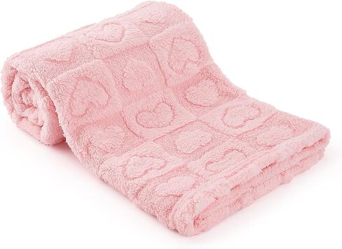 Plush Soft with Heart Checkered Baby Blanket,Fleece Infant Toddler Blankets for Girls Boys,Warm Lightweight Breathable Newborn Receiving Blankets for Crib Stroller 32"×37" (Light Pink, Heart) in Saudi Arabia